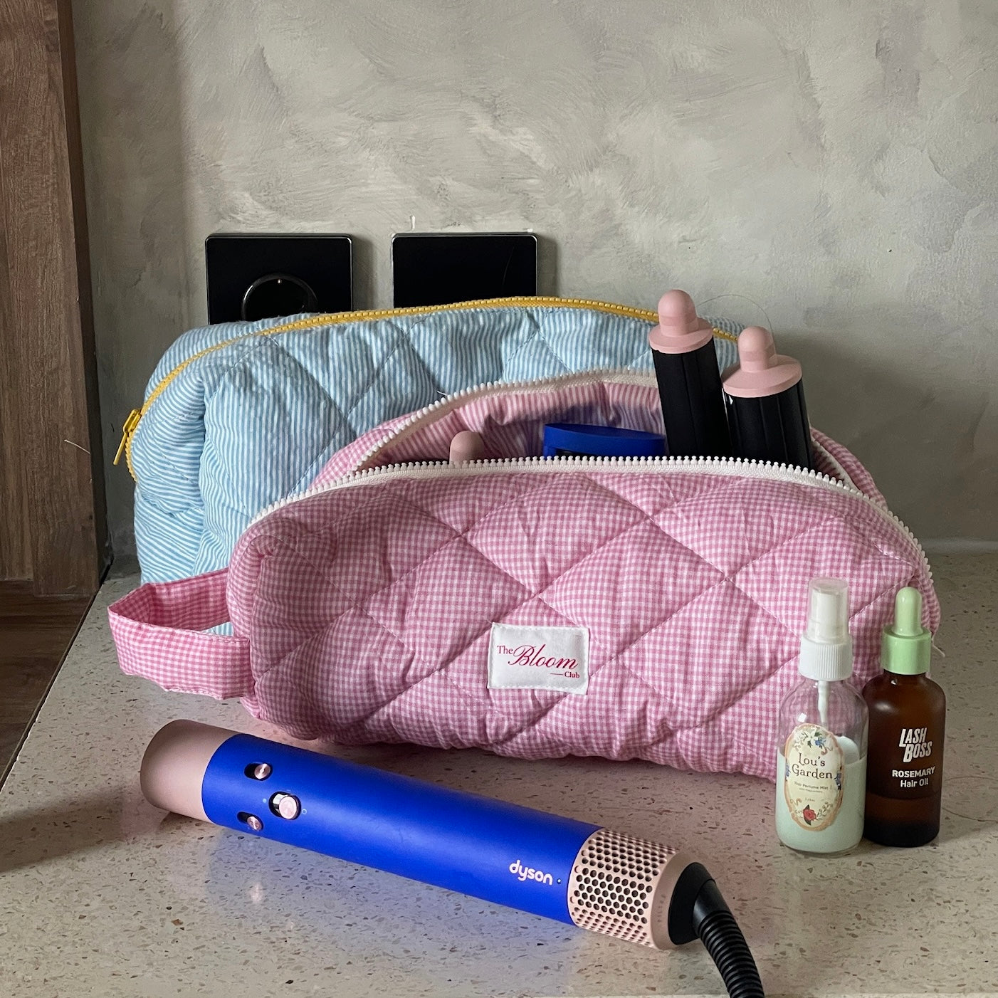 Pink Striped Gingham Little Maxi Pouch