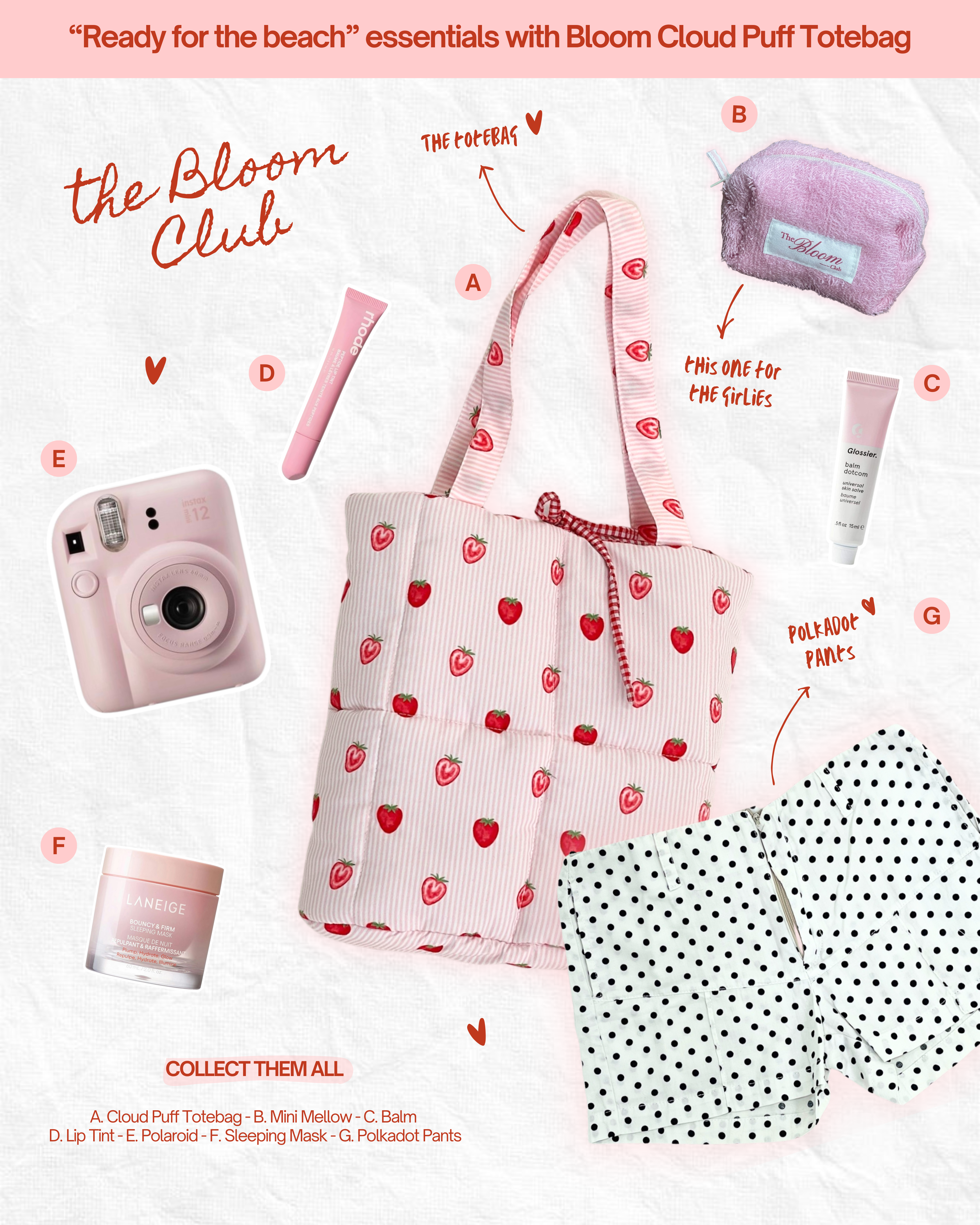 Cloud Puff Tote Bag Strawberry Bites
