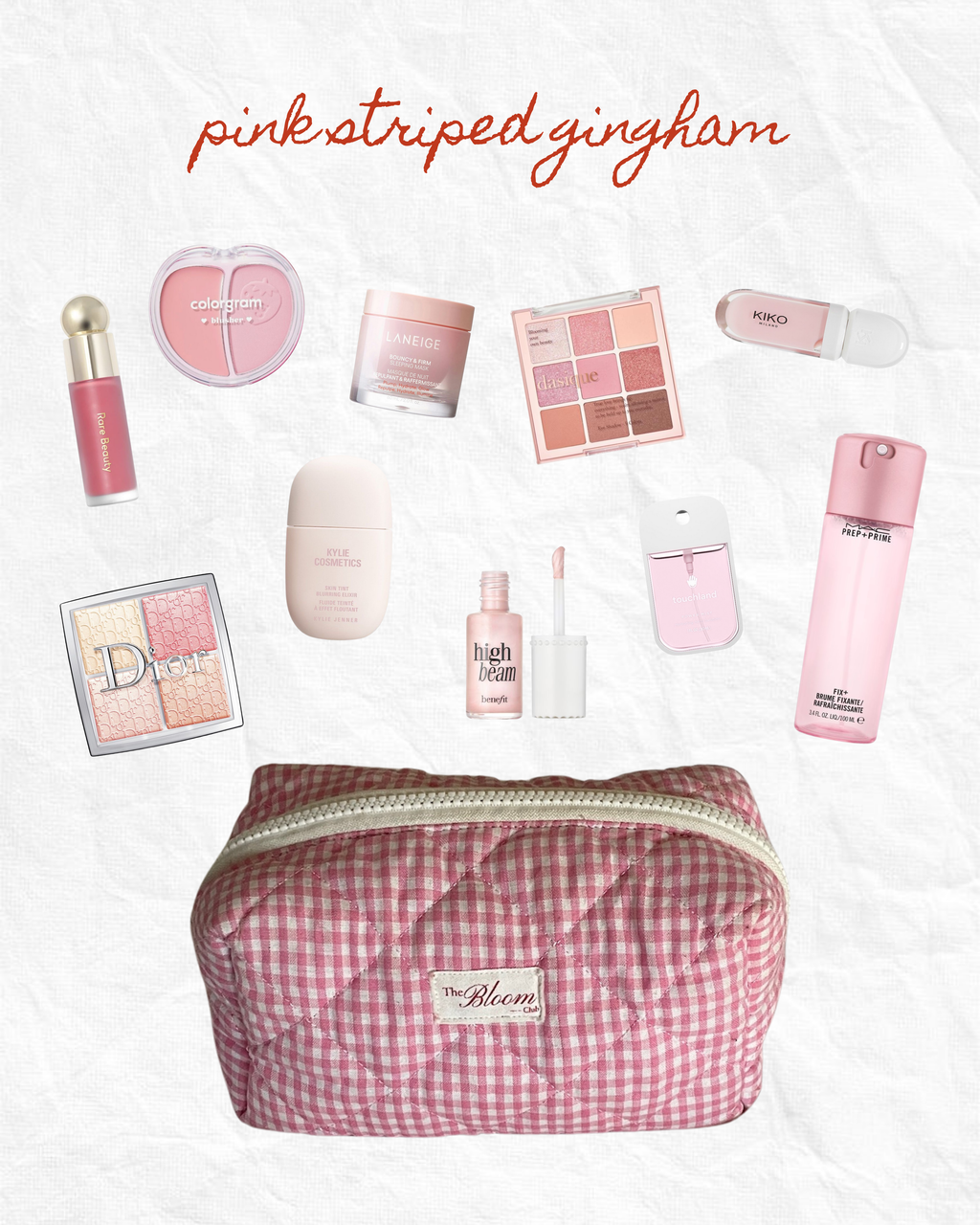 Essential Normal Pouch Pink Stripe Gingham