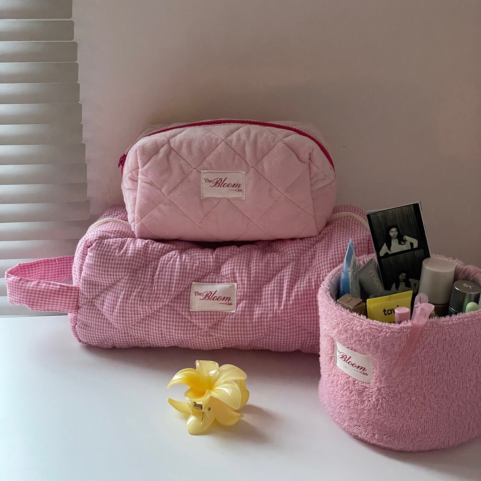 Little Maxi Pouch Pink Stripe Gingham